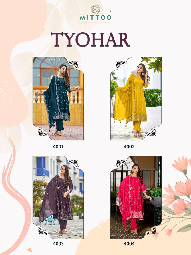 Tyohar By Mittoo Rayon Designer Kurti With Bottom Dupatta Wholesale Market In Surat
